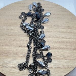 Charter Club Gunmetal Necklace with Gray and Black Faceted Teardrops